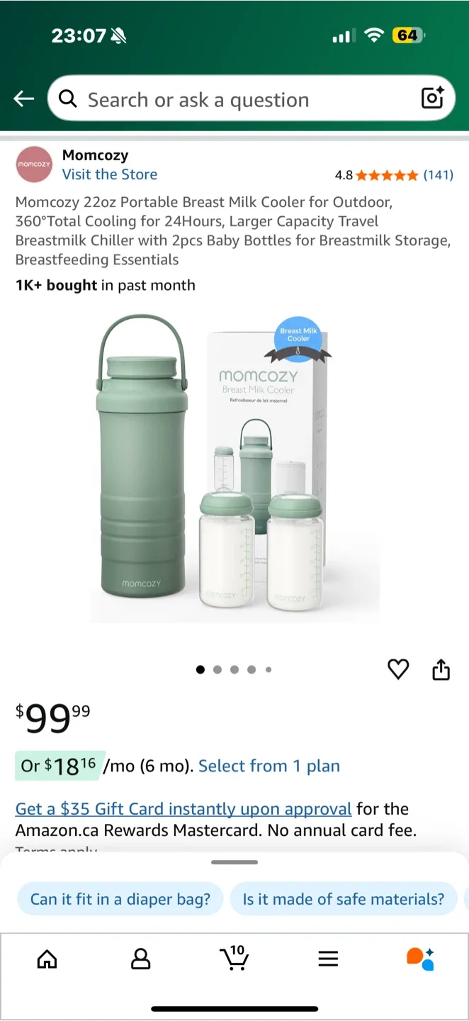 Momcozy 22oz Portable Breast Milk Cooler - New