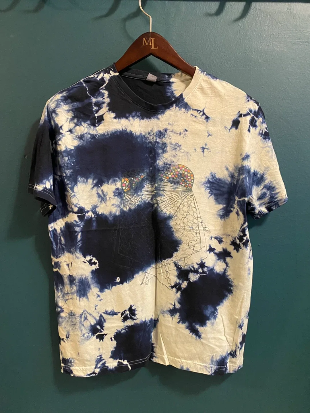 Screen printed - hand Tie-Dye T-Shirt - Size S / Unisex