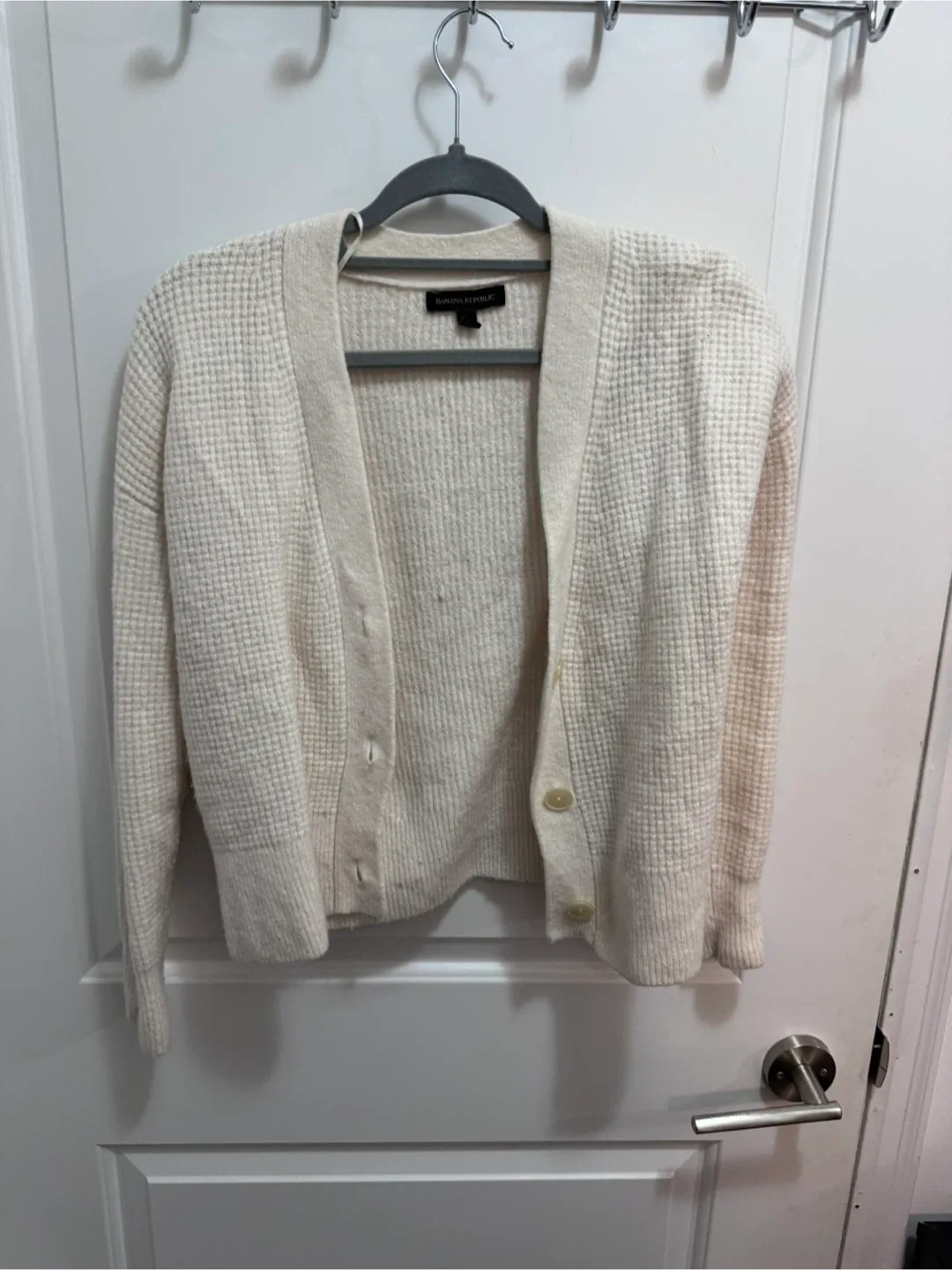 Banana Republic Cream Knit Cardigan - Size L thumbnail