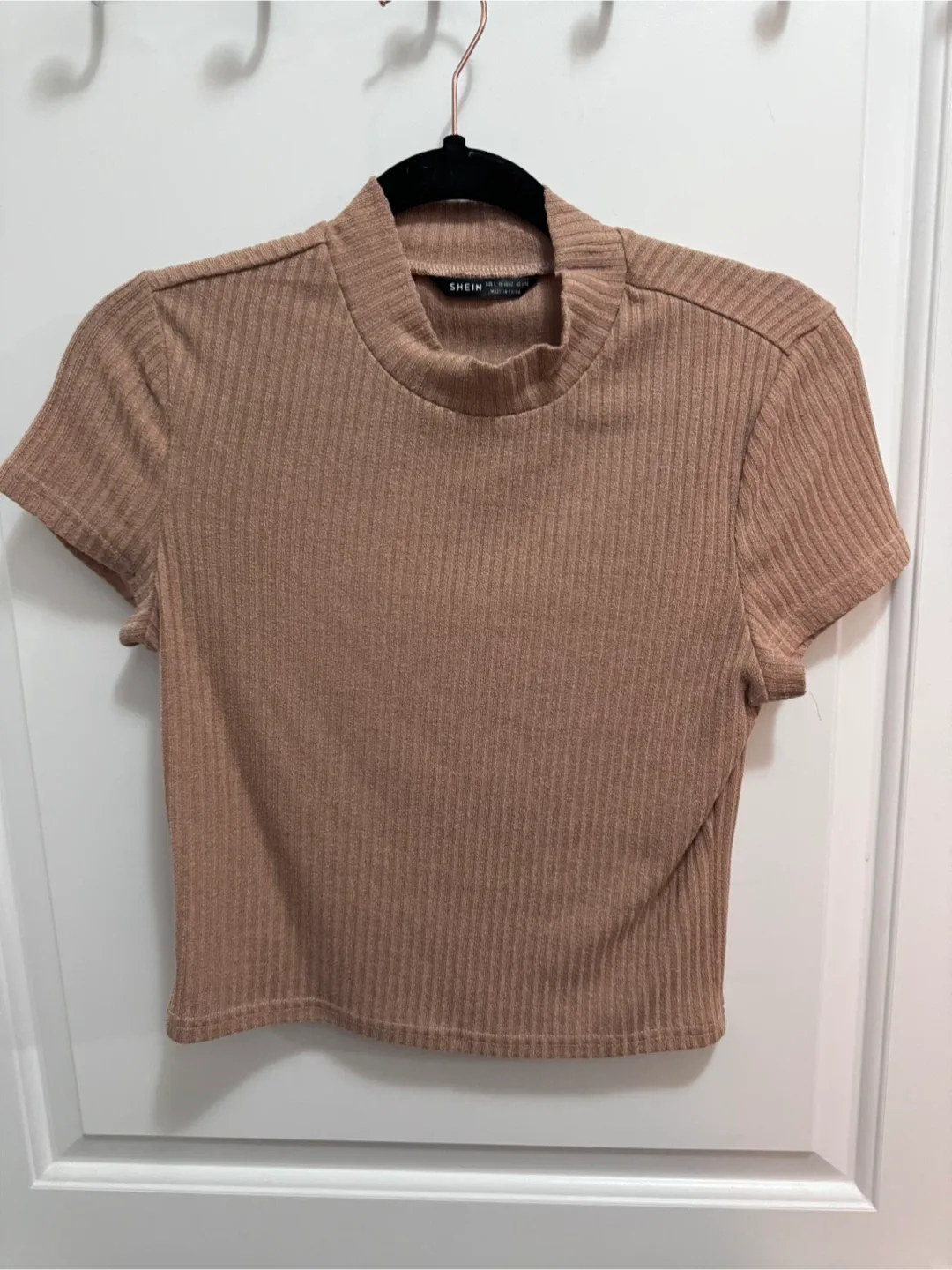 Shein Brown Ribbed Crop Top thumbnail