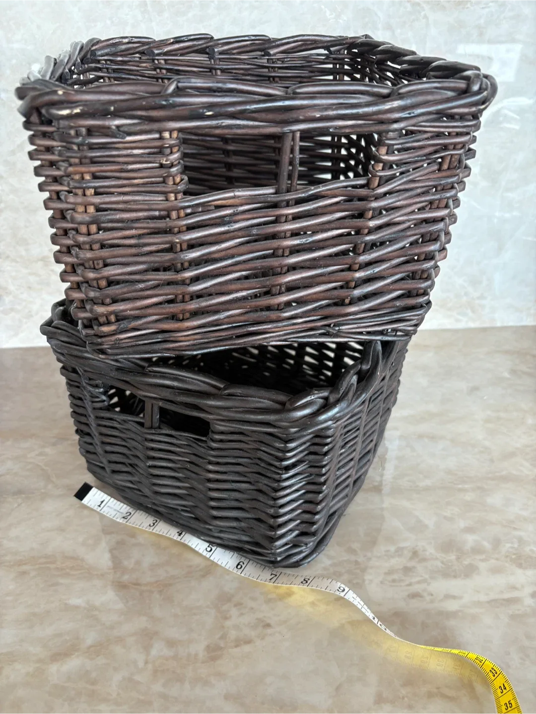 Sturdy Wicker Storage Baskets 8” square 6” high thumbnail