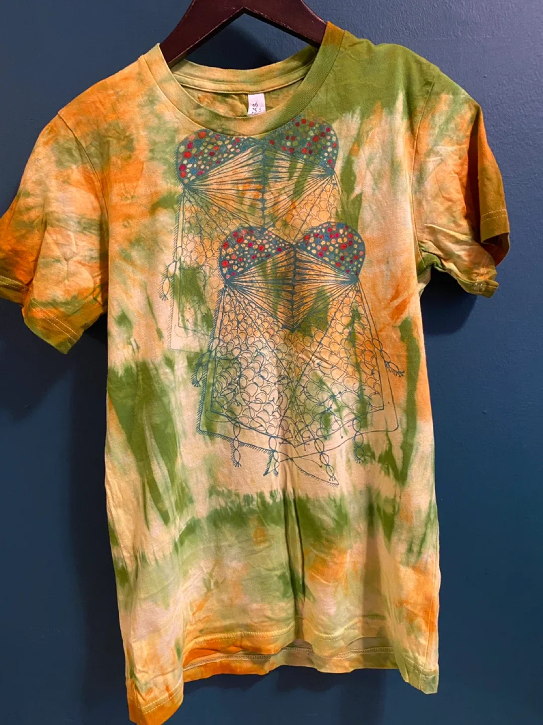 Screen printed - Hand Tie Dye T-Shirt - Size S