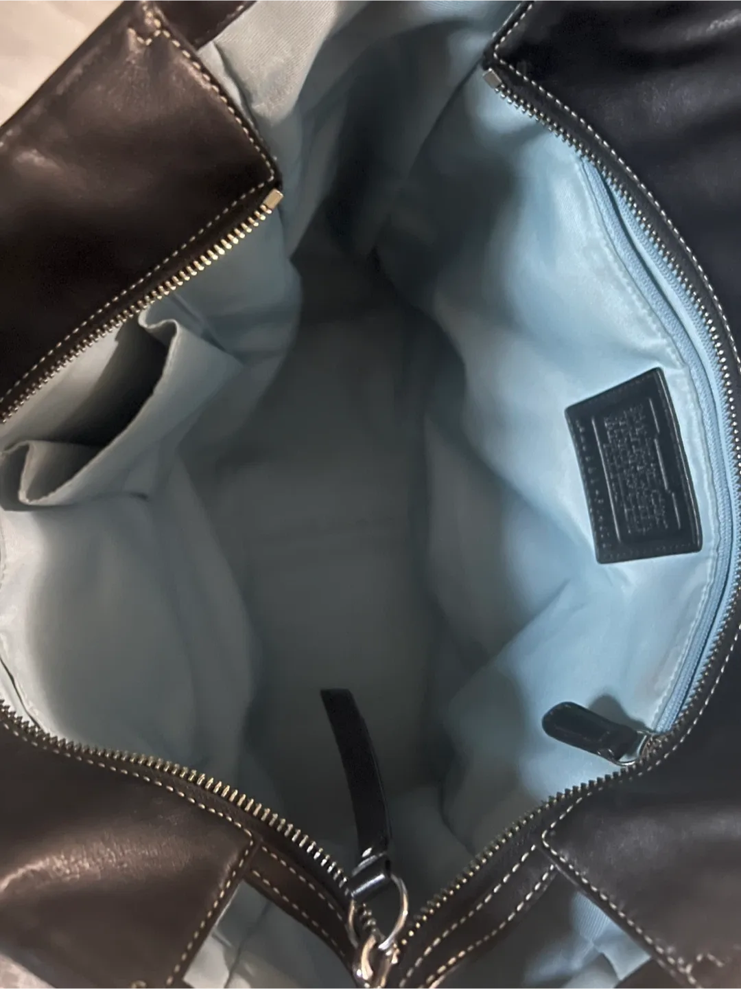 Coach Black Leather Tote Bag/free delivery image indicator(7)