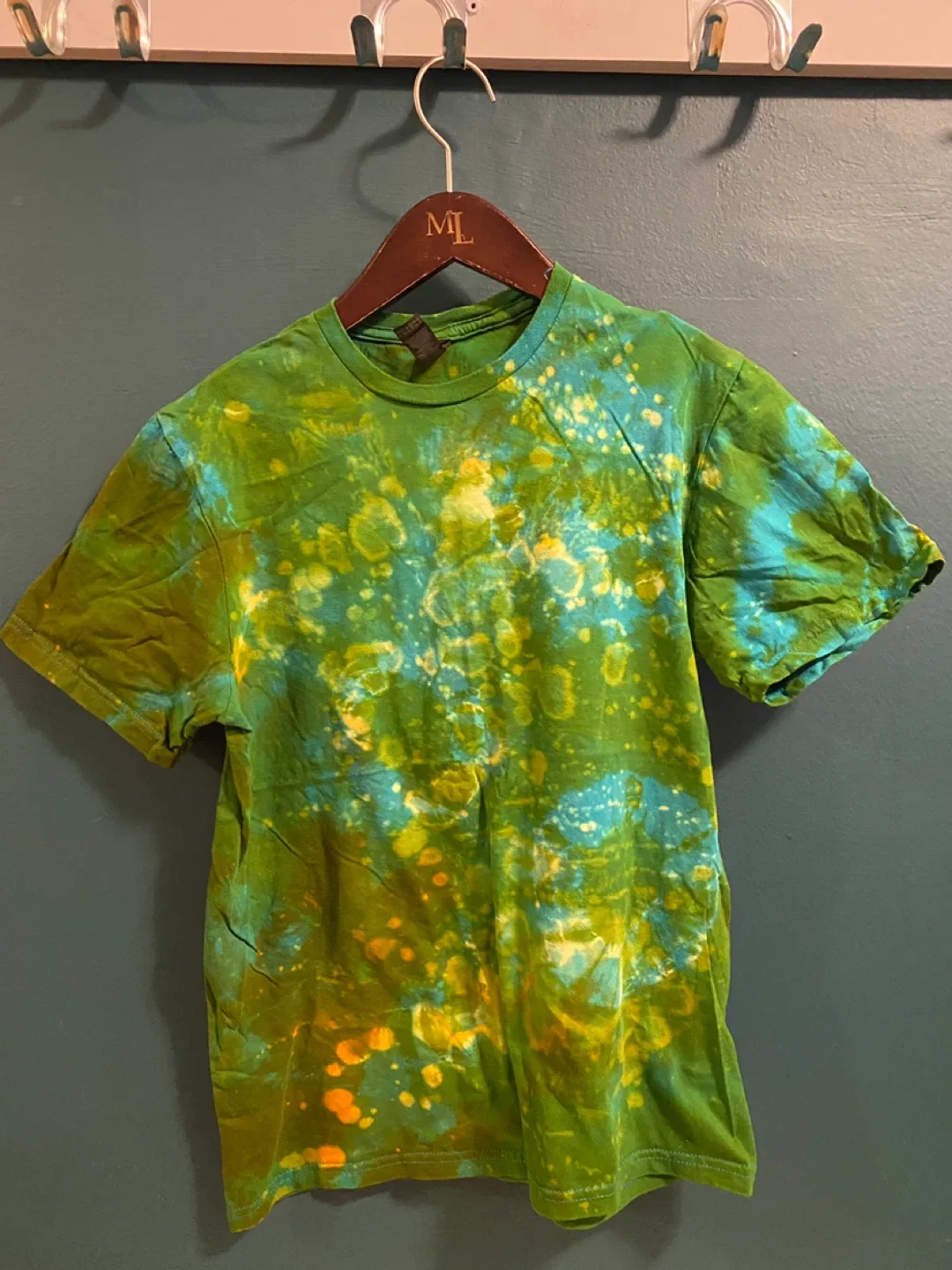 Hand tie-dye Green T-shirt - Size S