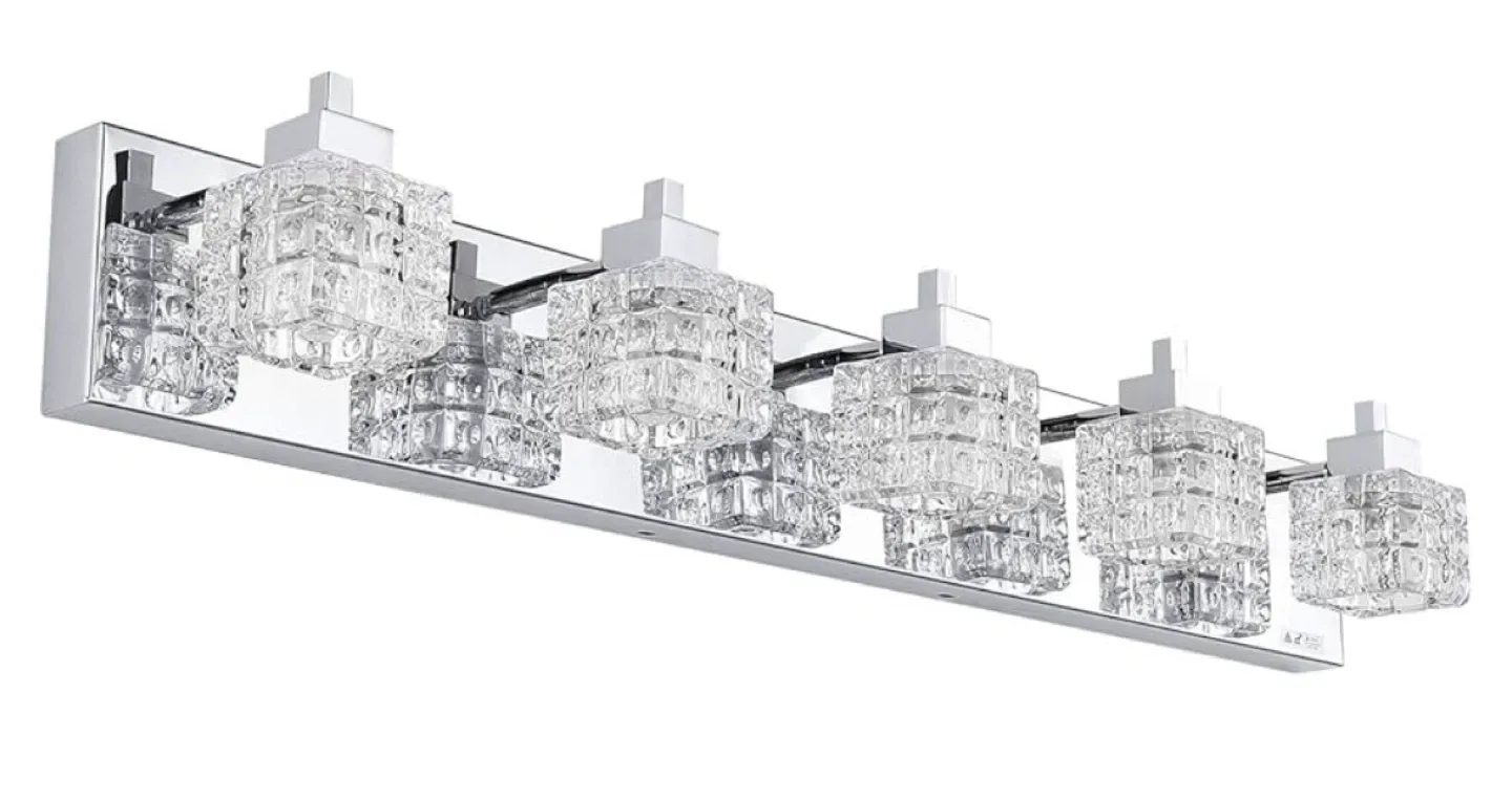 Bathroom Vanity Light Fixture - 6 Lights, Chrome Finish