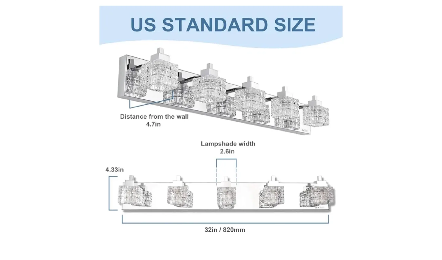 Bathroom Vanity Light Fixture - 6 Lights, Chrome Finish image indicator(3)