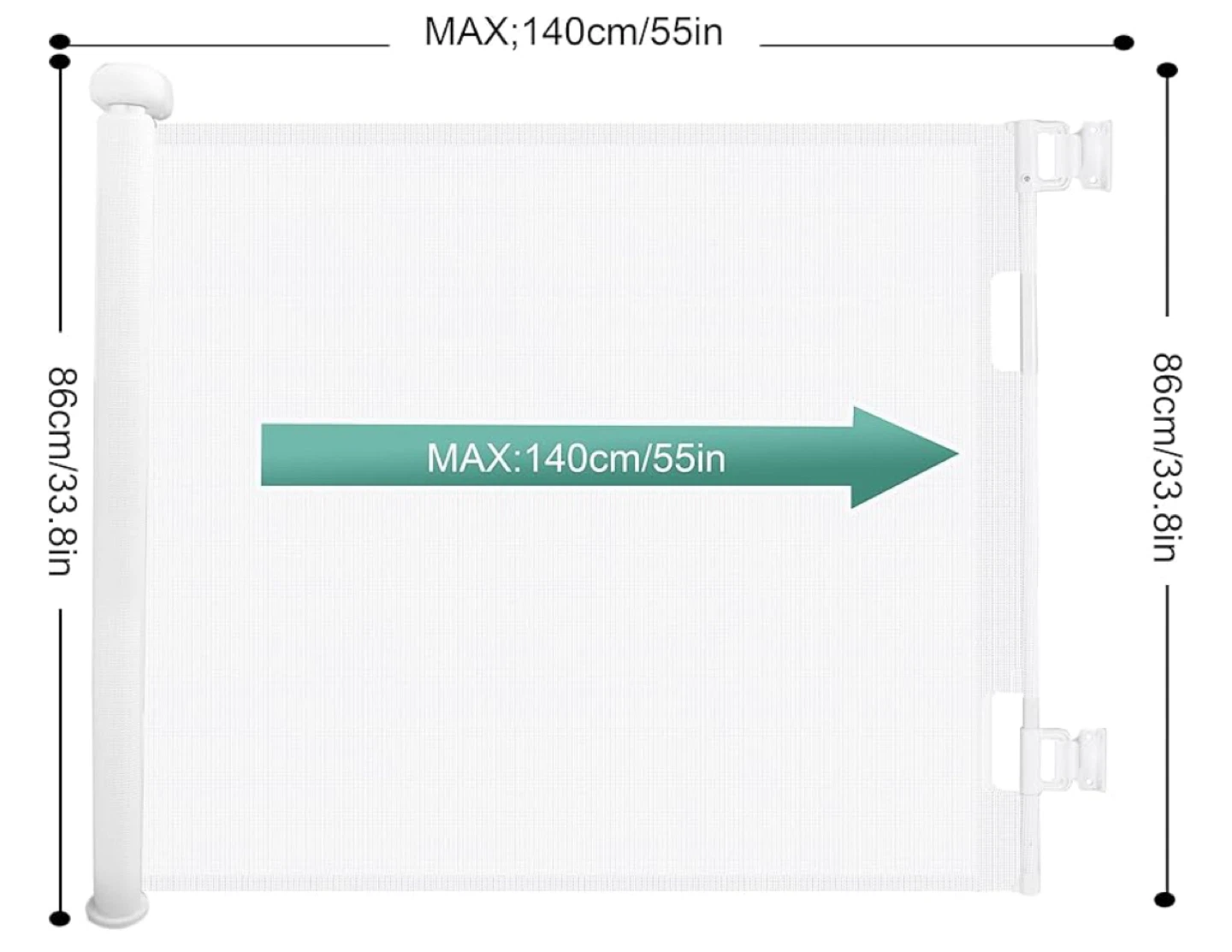 Retractable Safety Gate - White, Max 55in - photo 3