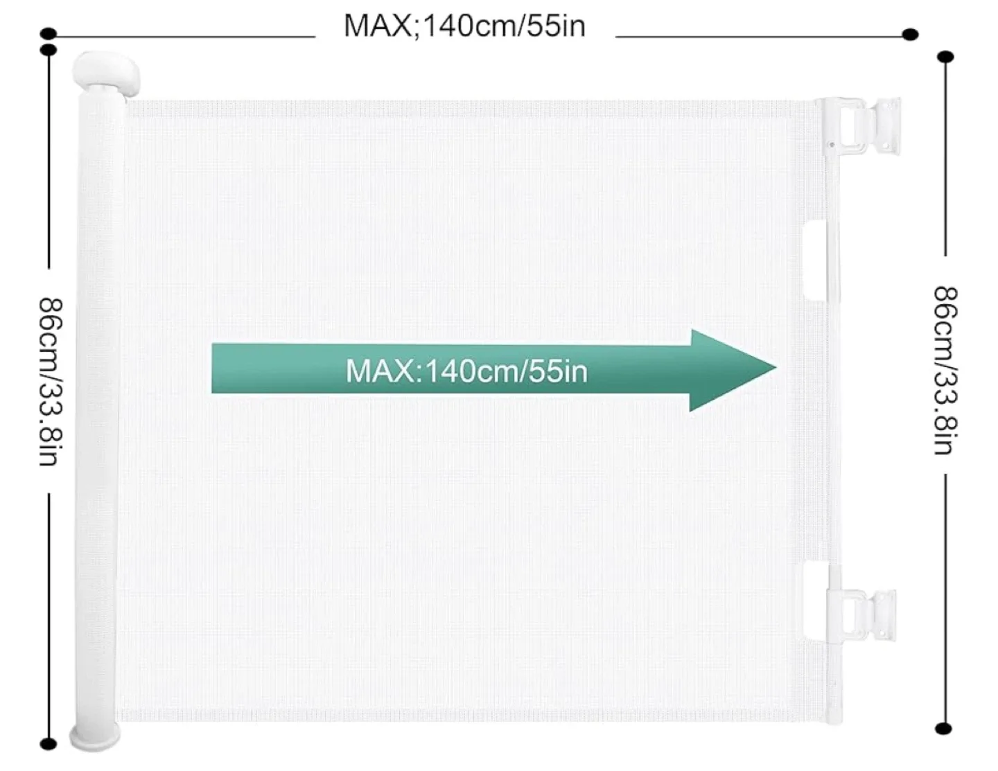 Retractable Safety Gate - White, Max 55in image indicator(3)