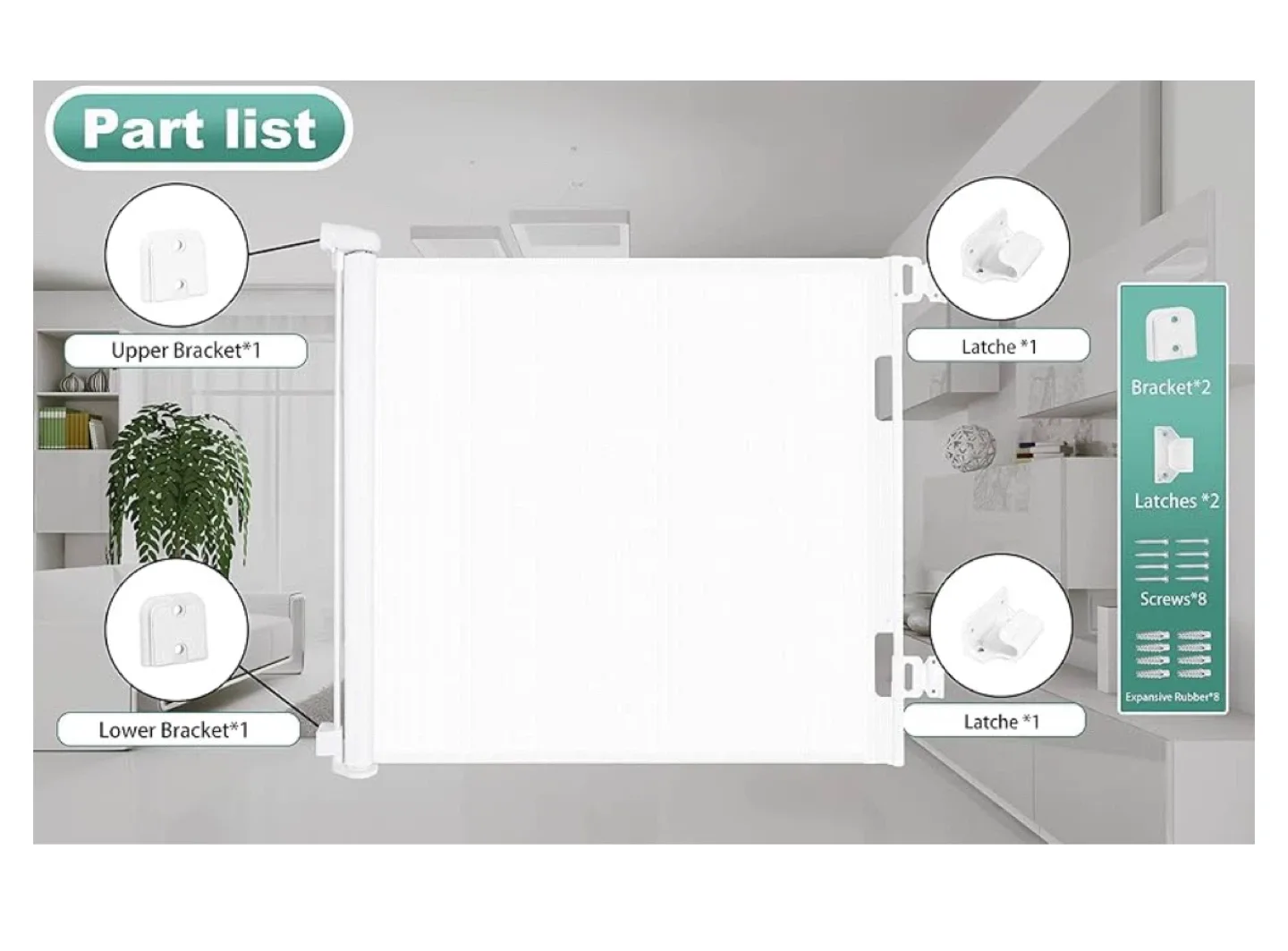 Retractable Safety Gate - White, Max 55in image indicator(4)
