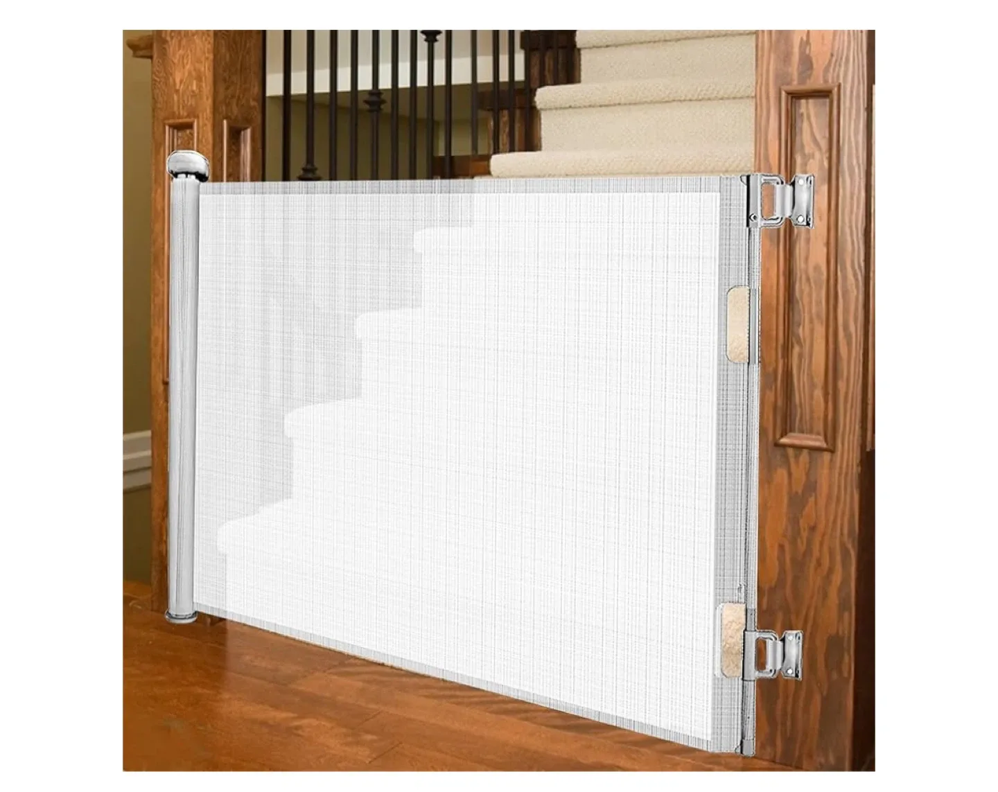 Retractable Safety Gate - White, Max 55in