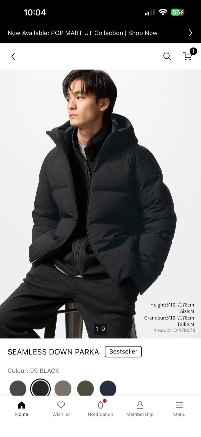 Uniqlo Seamless Down Parka - Black, Size L - photo 2