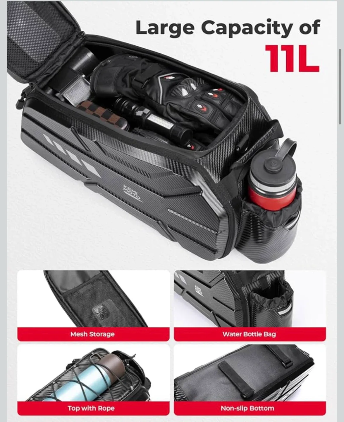 Kemi Moto Bike Rack Bag - Waterproof Cover image indicator(3)