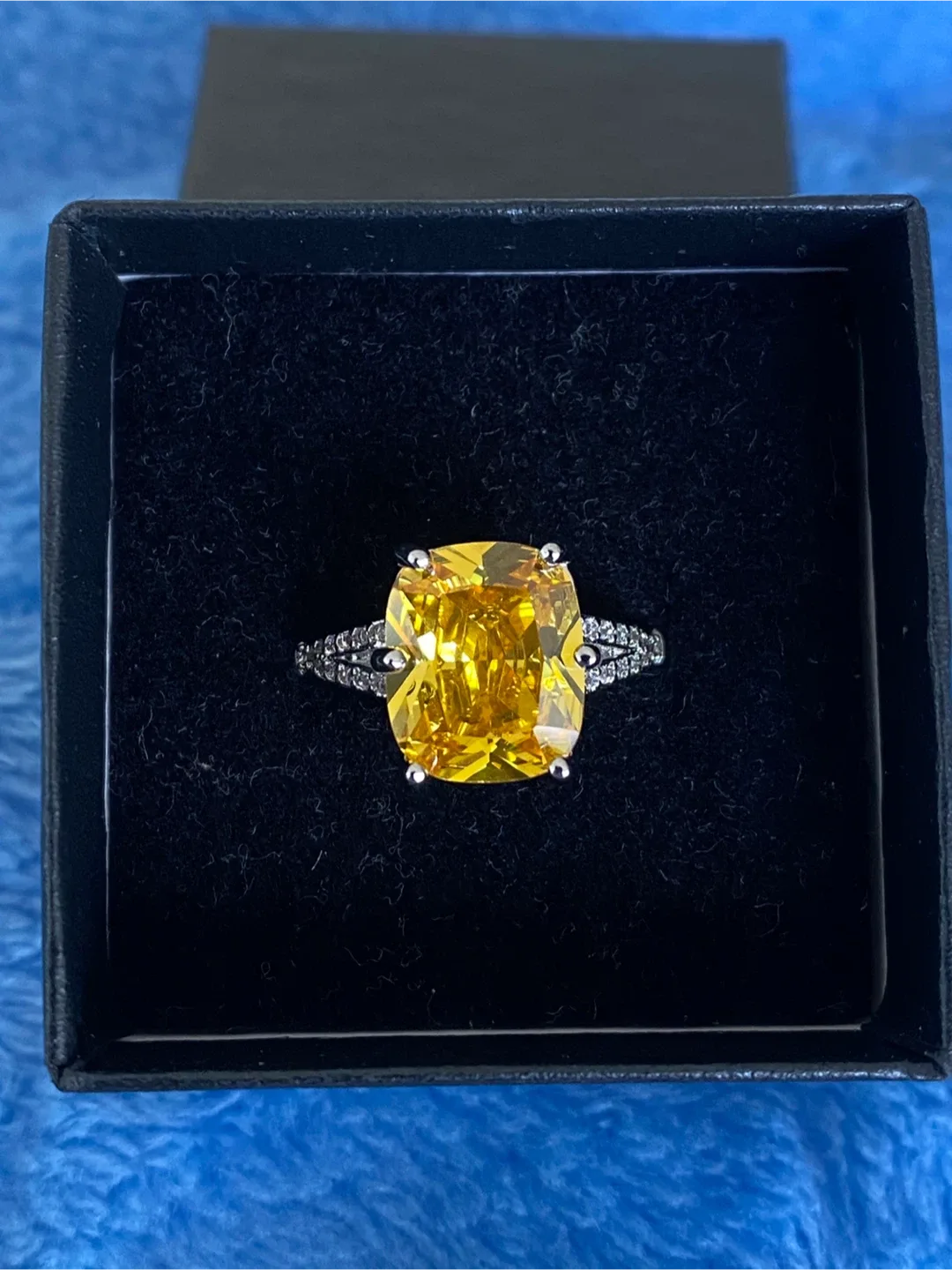 New 925 silver Lab Citrine Adjustable Ring