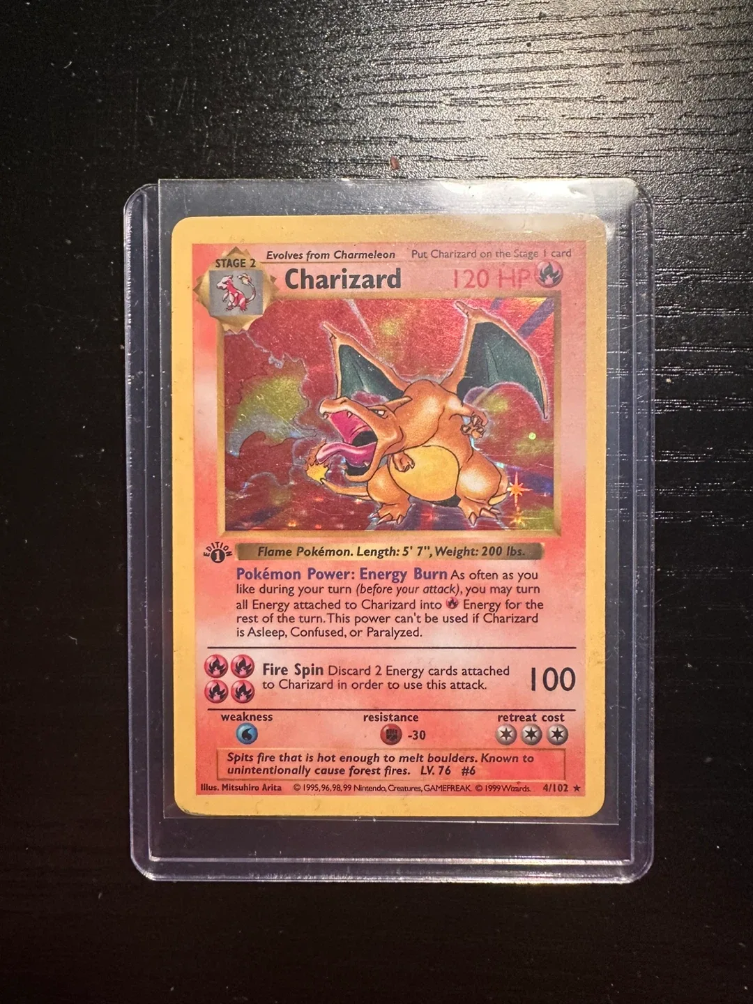 First Edition Charizard Base Set (Shadowless) Holo Rare #004/102