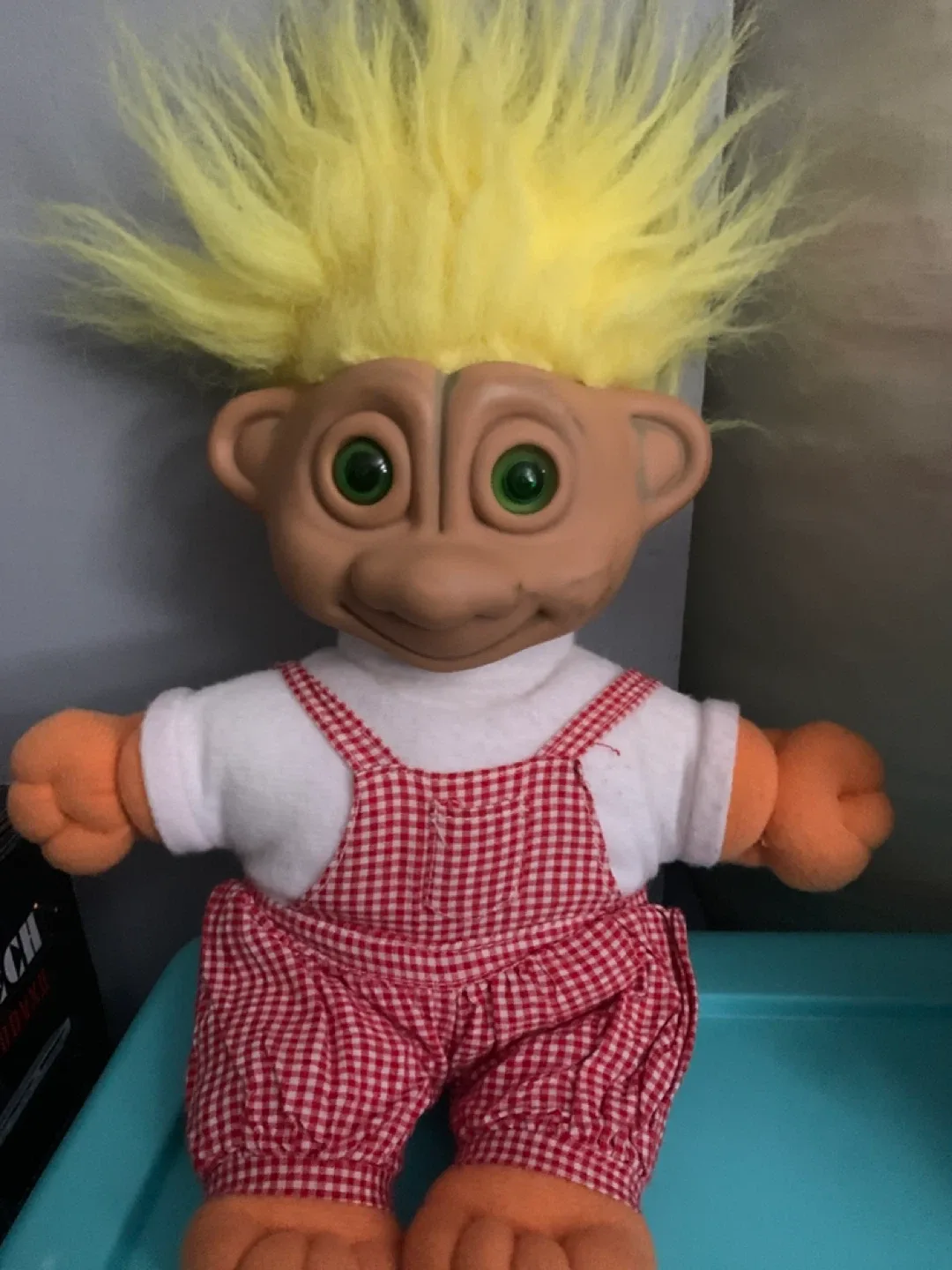 Vintage Troll Doll with Red Gingham Overalls image indicator(2)