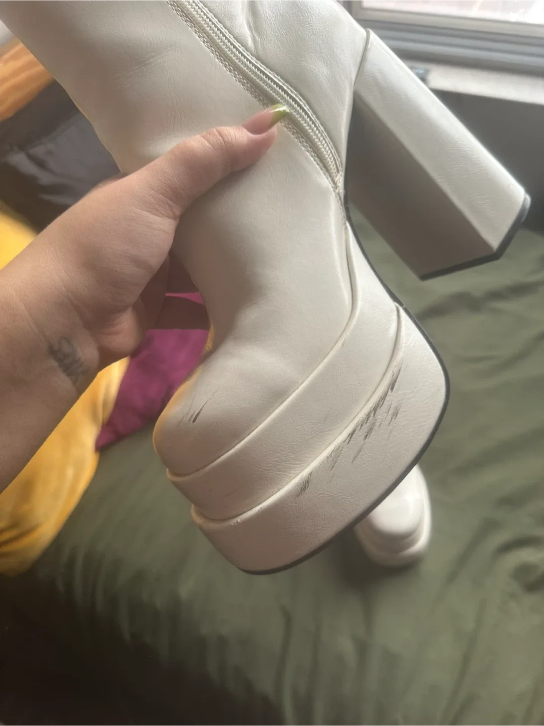 White Platform Ankle Boots, Size 9 image indicator(2)