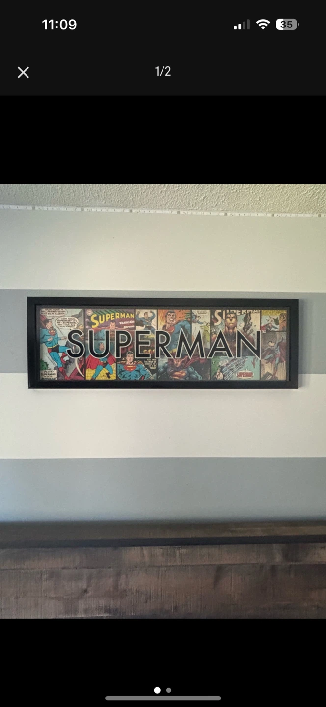 New Superman glass framed wall art -$40