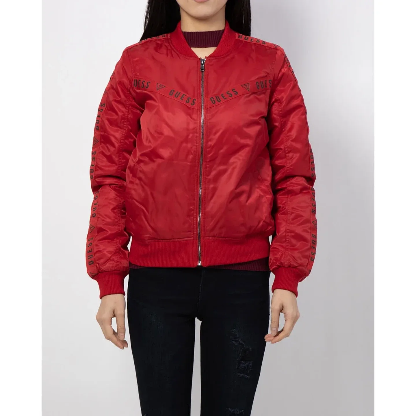 Guess Shae Logo Women's Red Bomber Jacket image indicator(2)