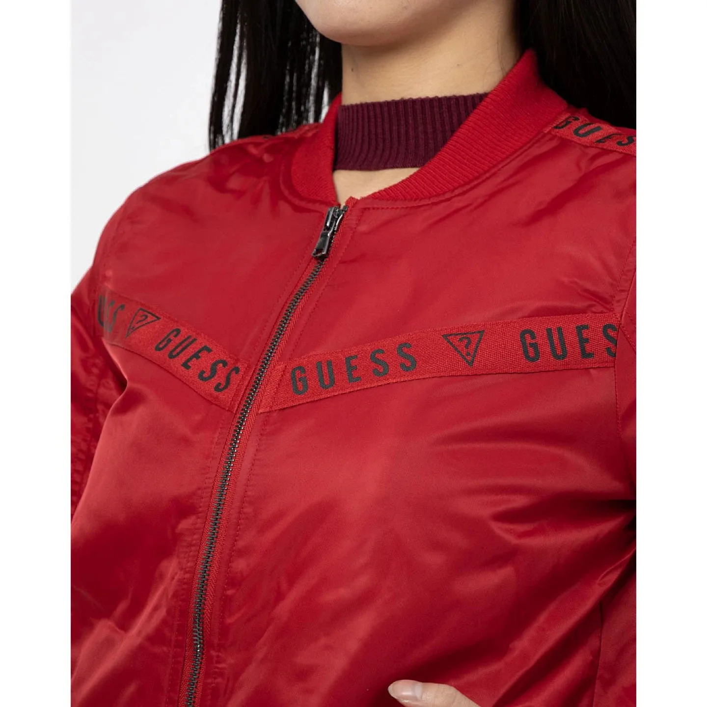 Guess Shae Logo Women's Red Bomber Jacket image indicator(7)