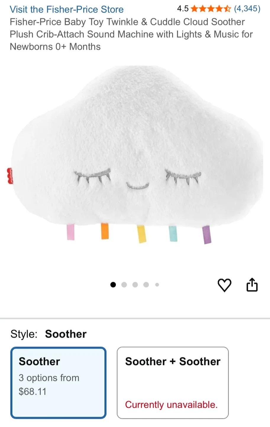 Fisher-Price Twinkle & Cuddle Cloud Soother image indicator(2)