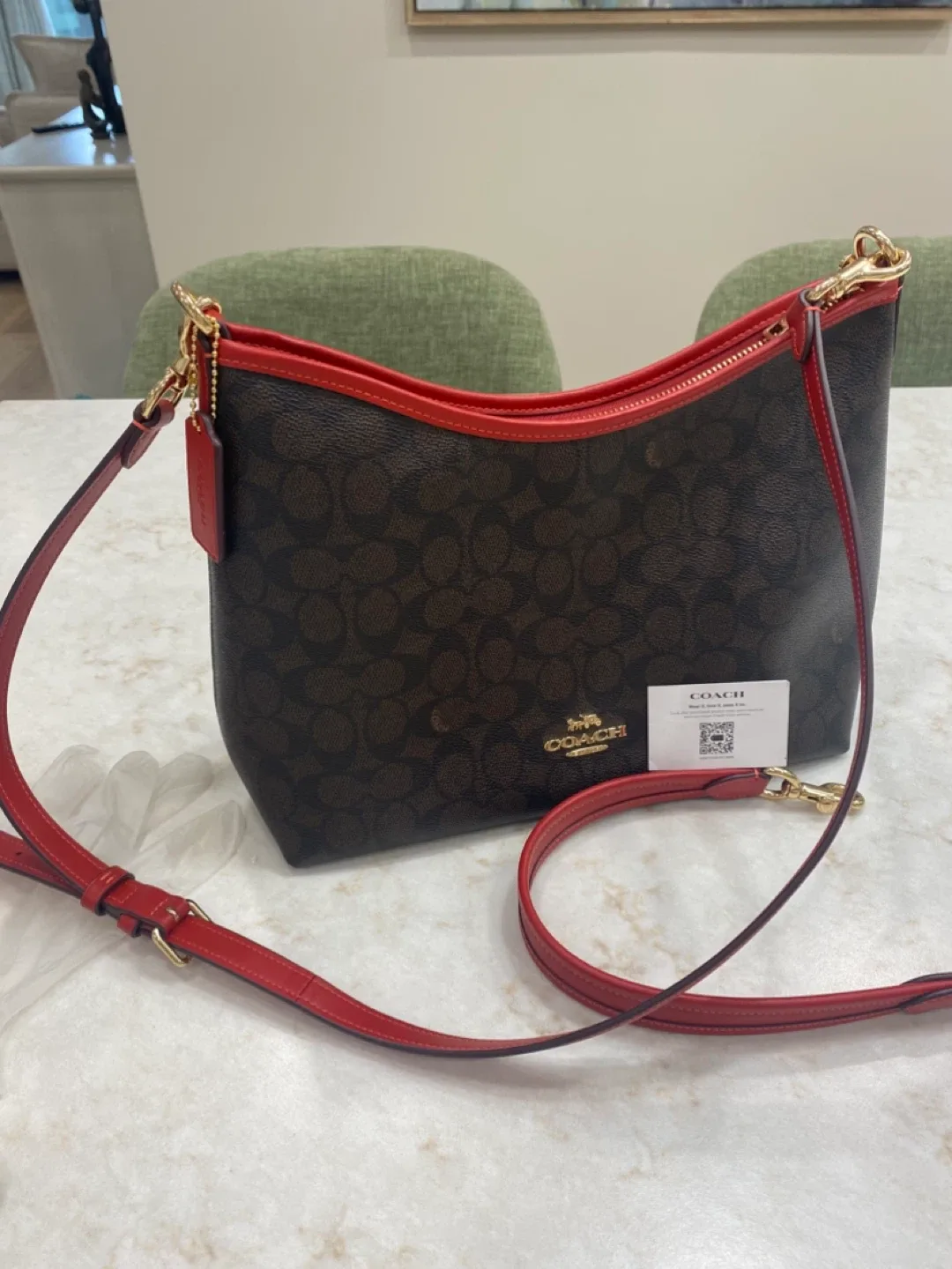 Coach Shoulder Bag - Brown/Red.
