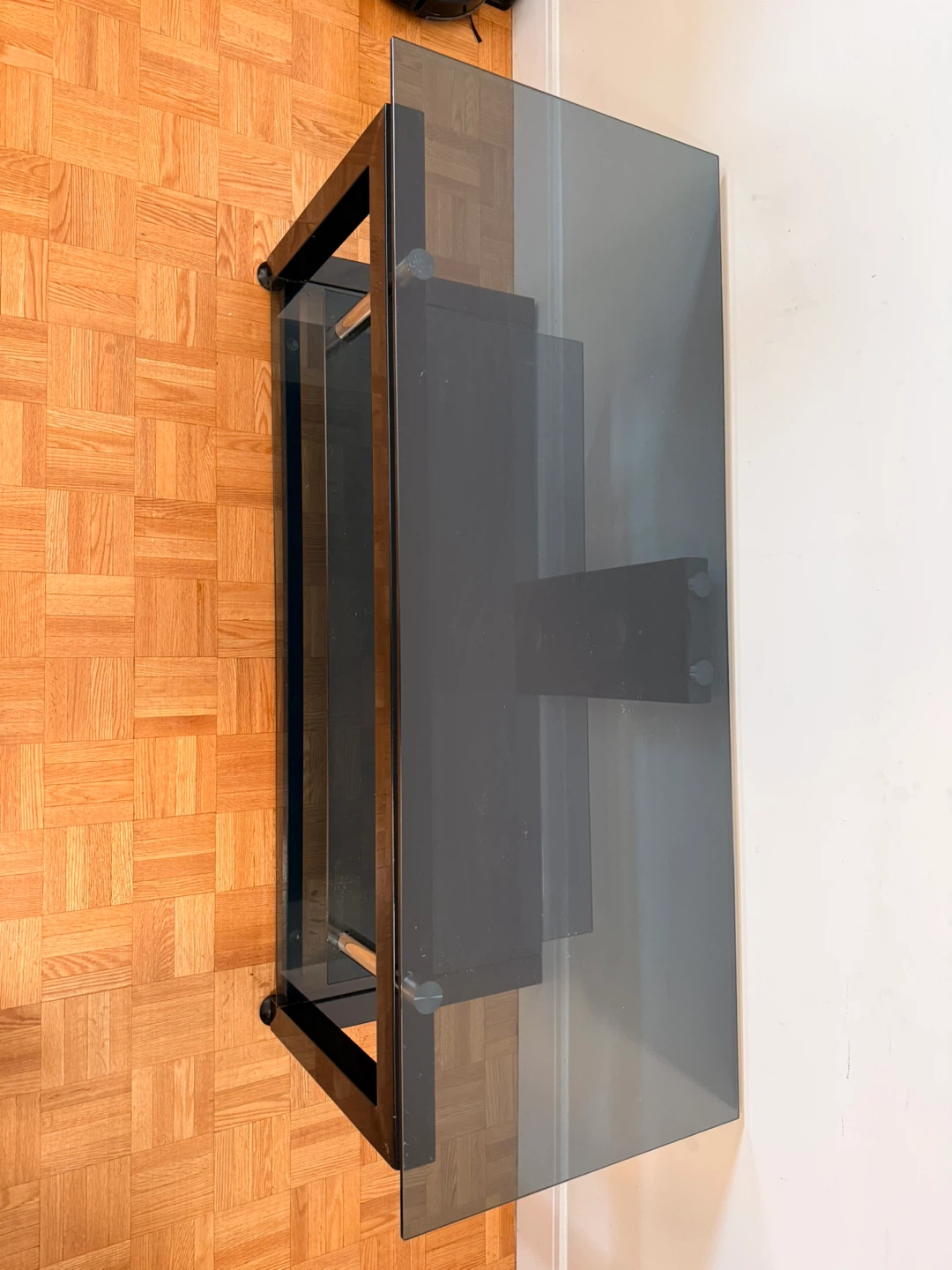 Black glass tv stand