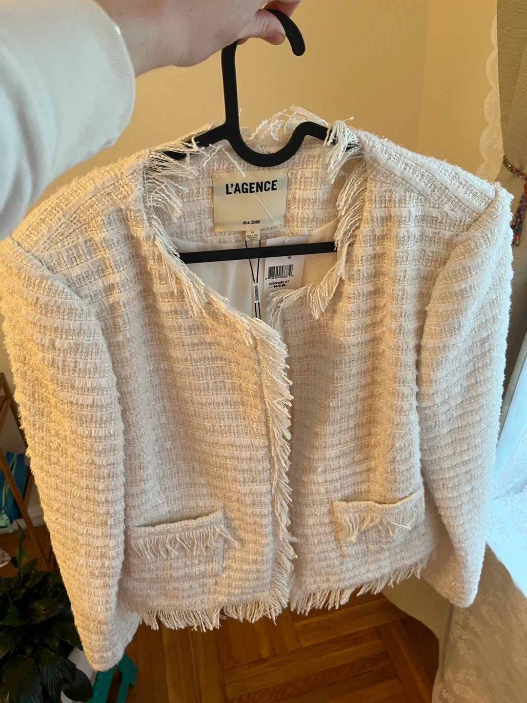 L'AGENCE Ivory Tweed Jacket Size 8