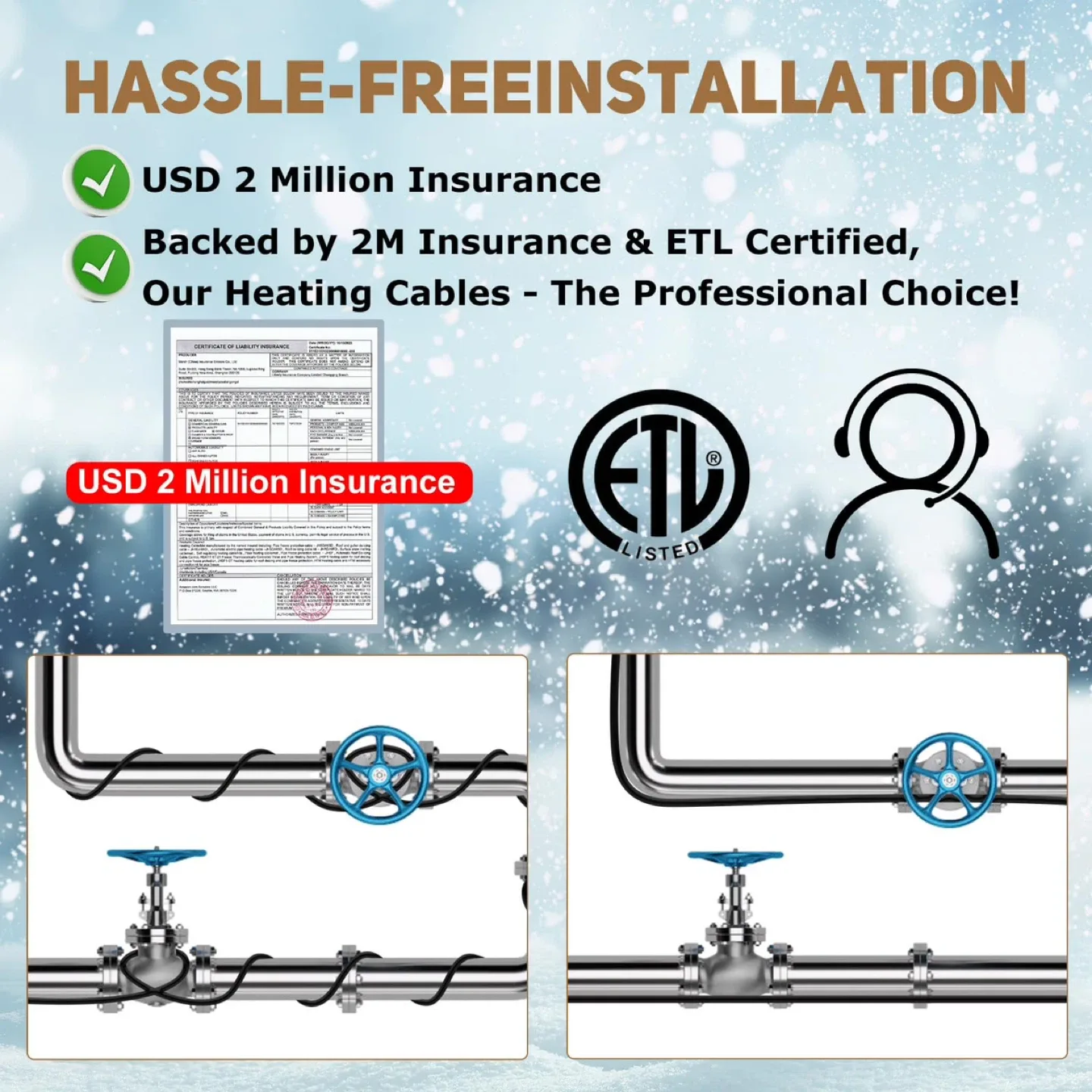 8JHSF Self Regulating Pre-Assembled Heating Cable 50Ft 120V image indicator(4)