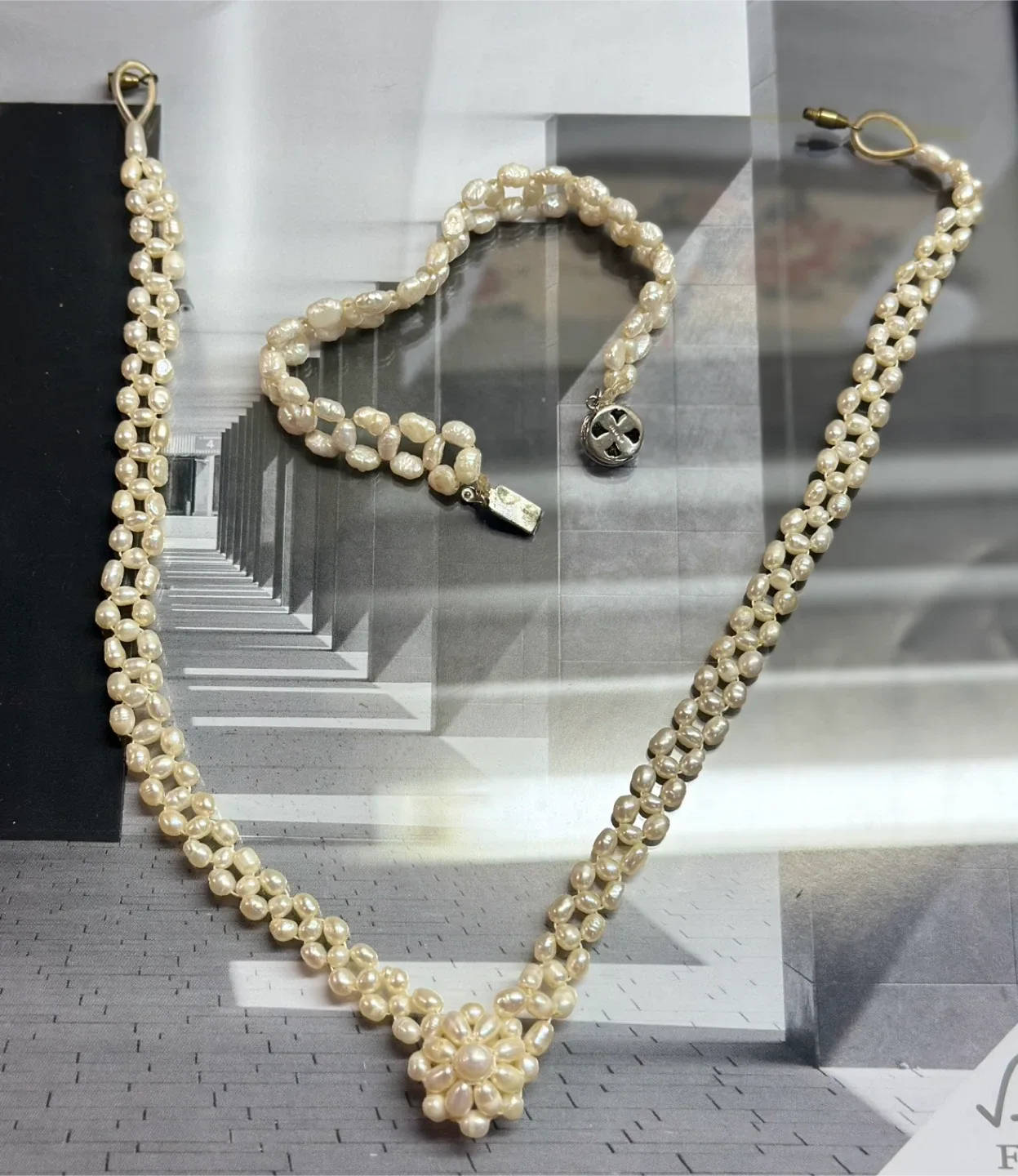 Pearl Necklace and Bracelet Set