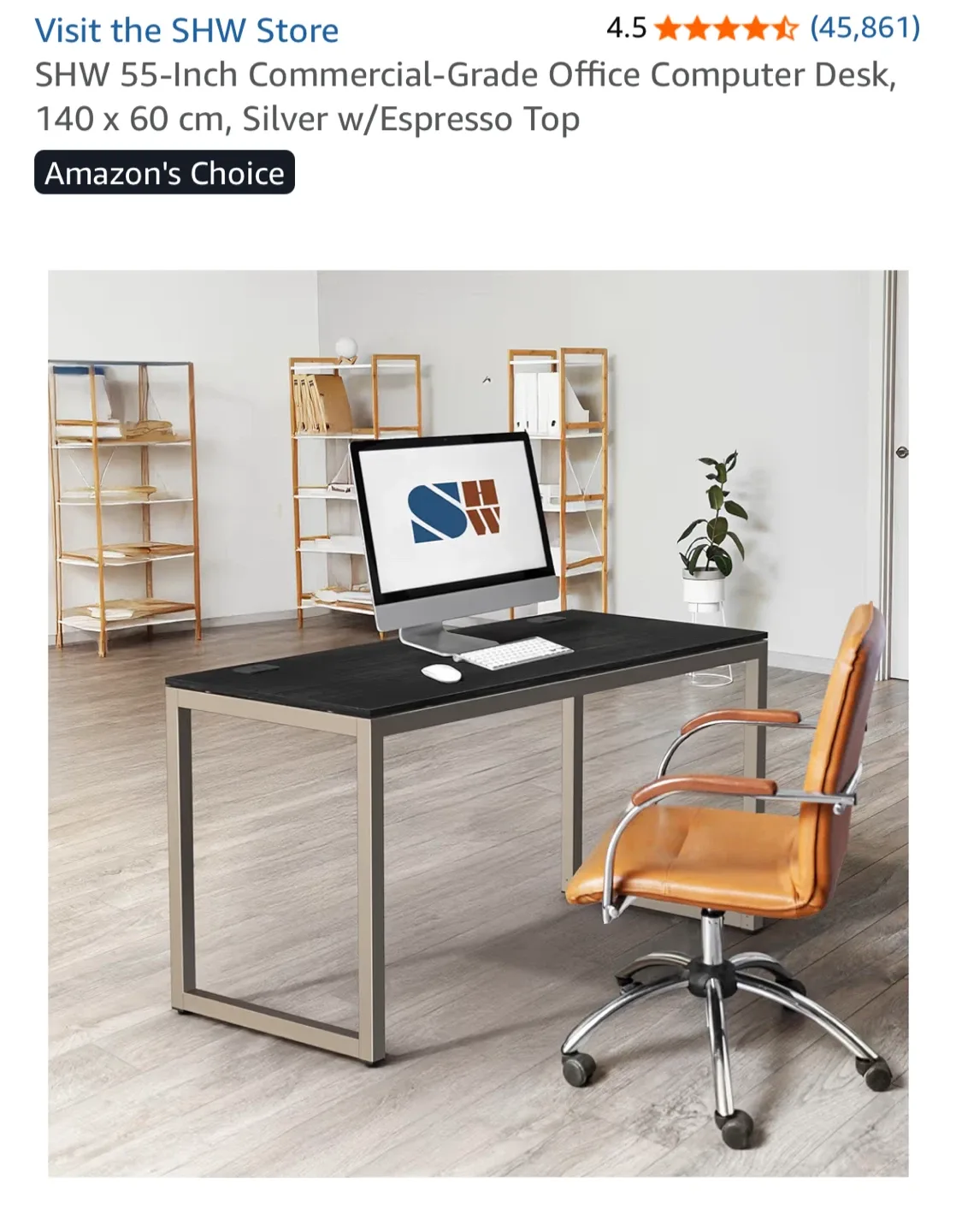 SHW 55-Inch Commercial Grade Office Computer Desk image indicator(2)