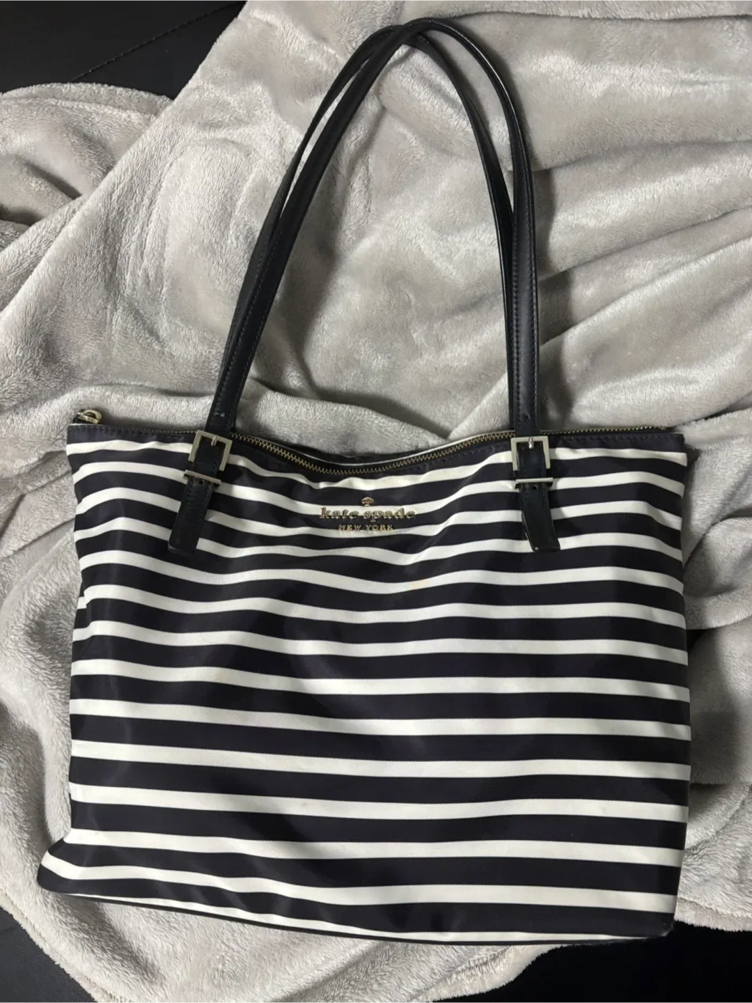 Kate Spade NY Tote Bag - Black & White Striped thumbnail