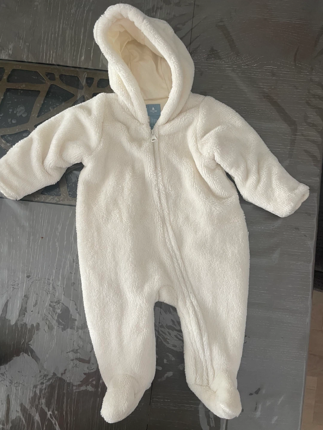Gap Baby White Fuzzy Bear Snowsuit