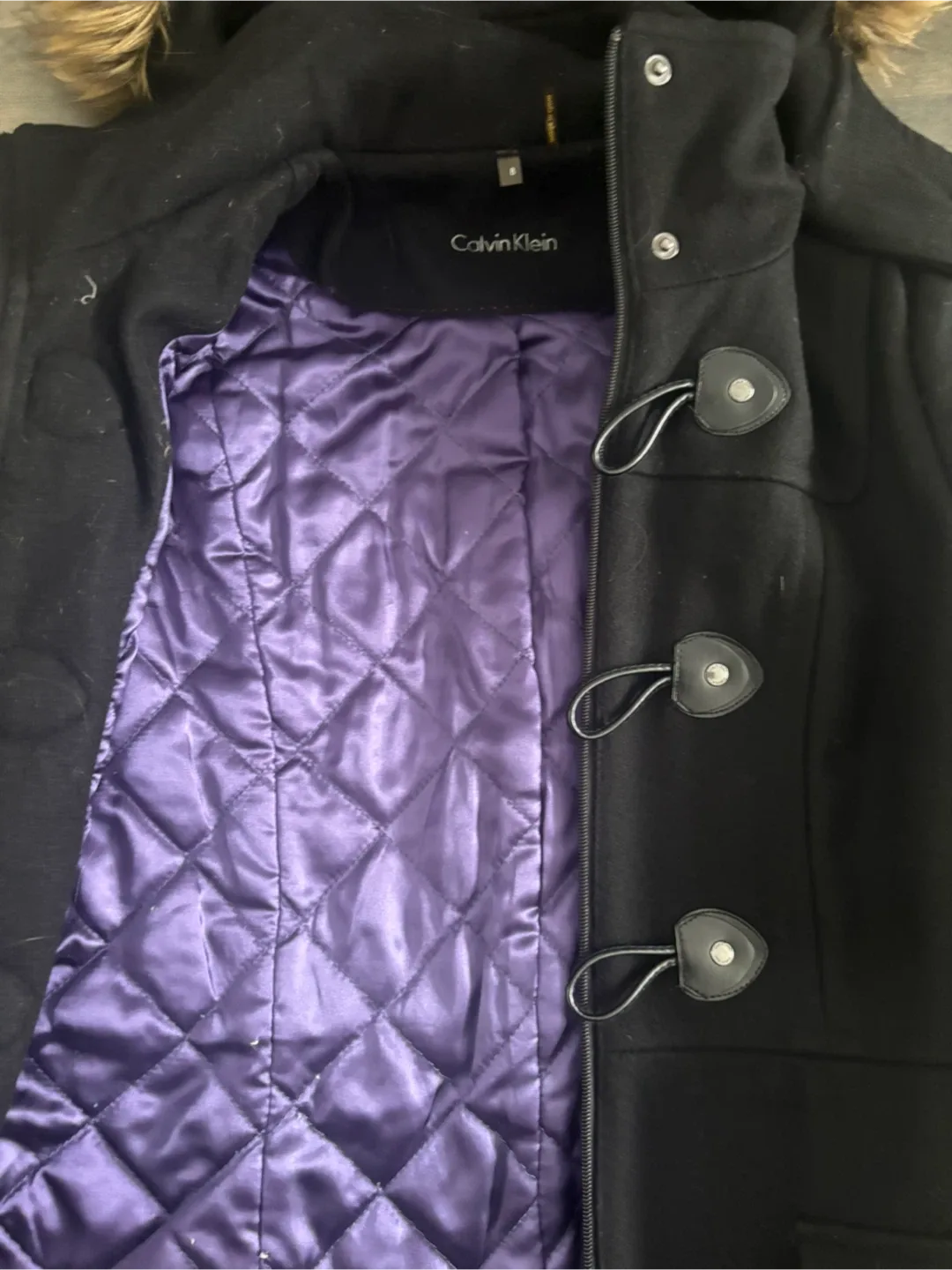 Women’s black Calvin Klein wool coat size 8 image indicator(2)