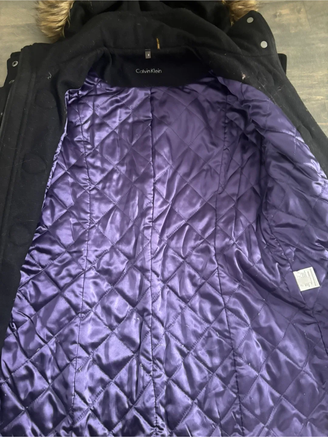 Women’s black Calvin Klein wool coat size 8 image indicator(3)