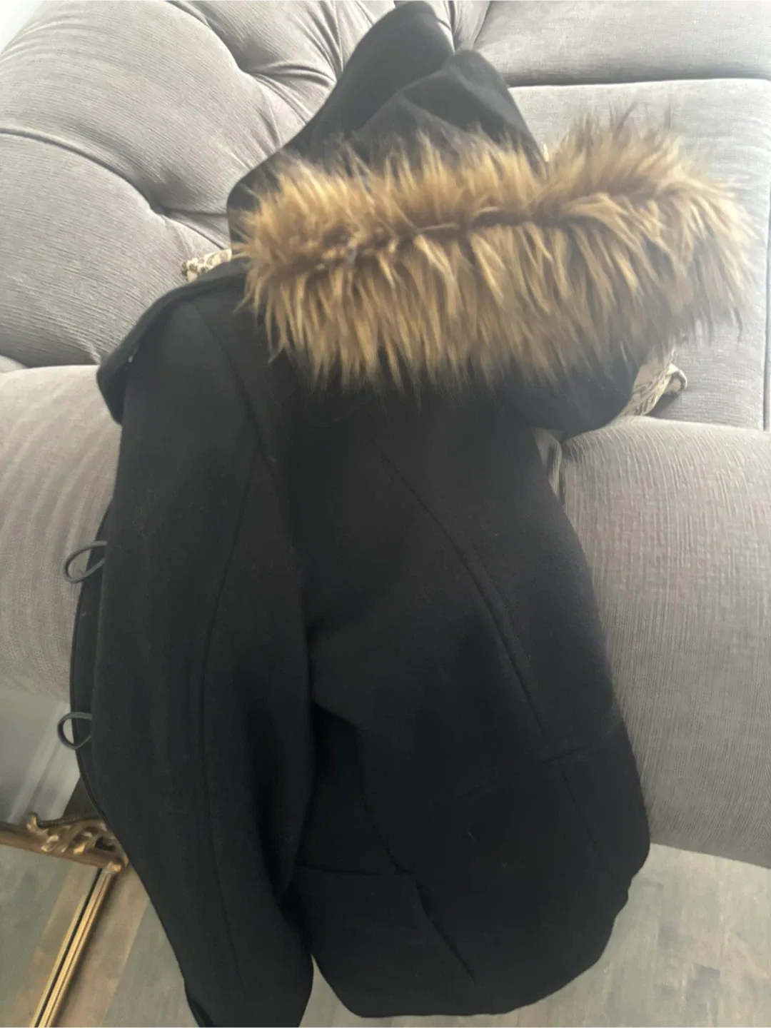 Women’s black Calvin Klein wool coat size 8 image indicator(6)