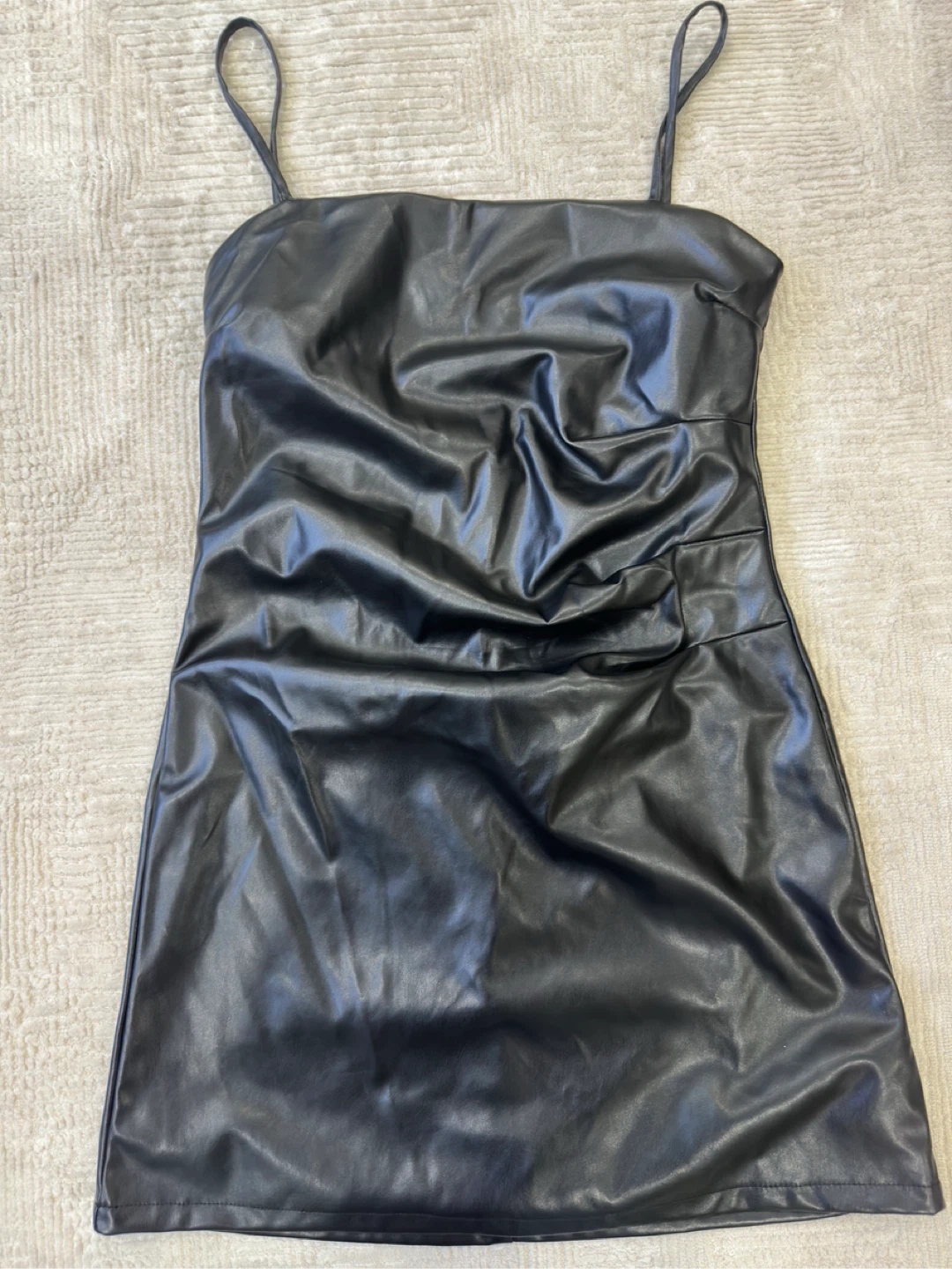 New Faux Leather Mini Dress - Black