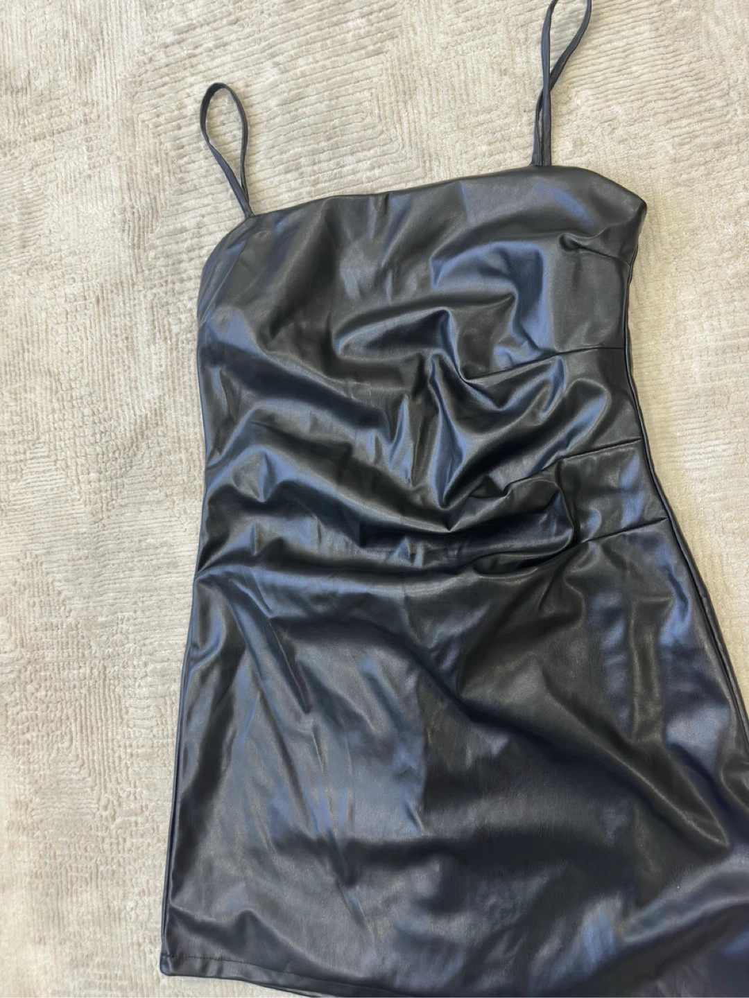 New Faux Leather Mini Dress - Black - photo 2