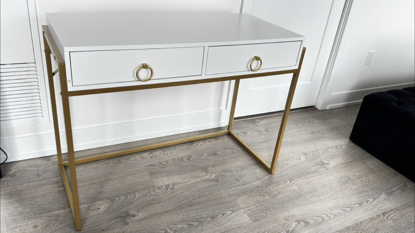 White & Gold Accent Desk - photo 5