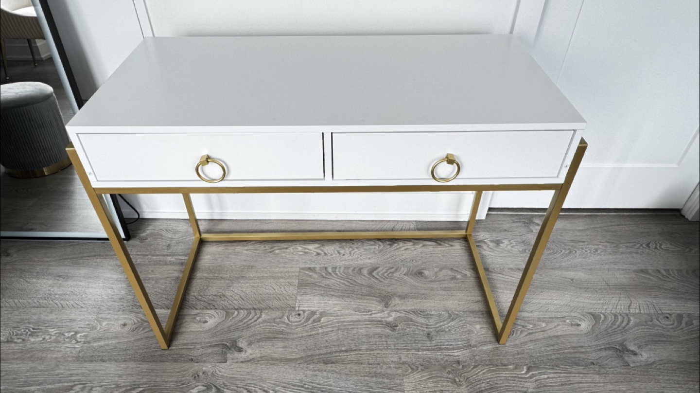 White & Gold Accent Desk - photo 2