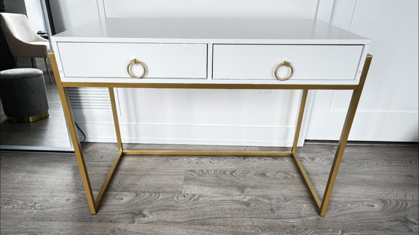 White & Gold Accent Desk