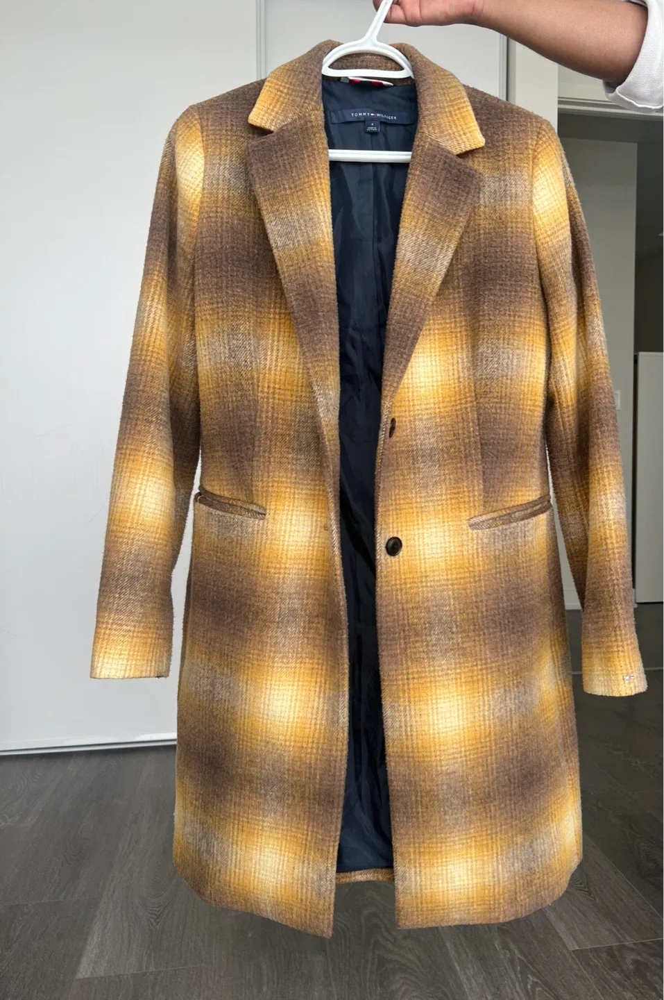 Tommy Hilfiger Plaid Wool Blend Coat