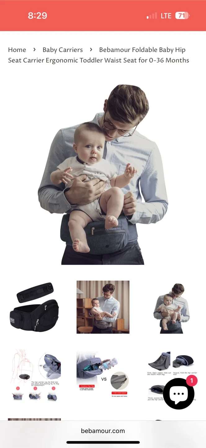 Bebamour: Foldable Baby Hip Seat Carrier (0-36 Months) — NWT image indicator(6)