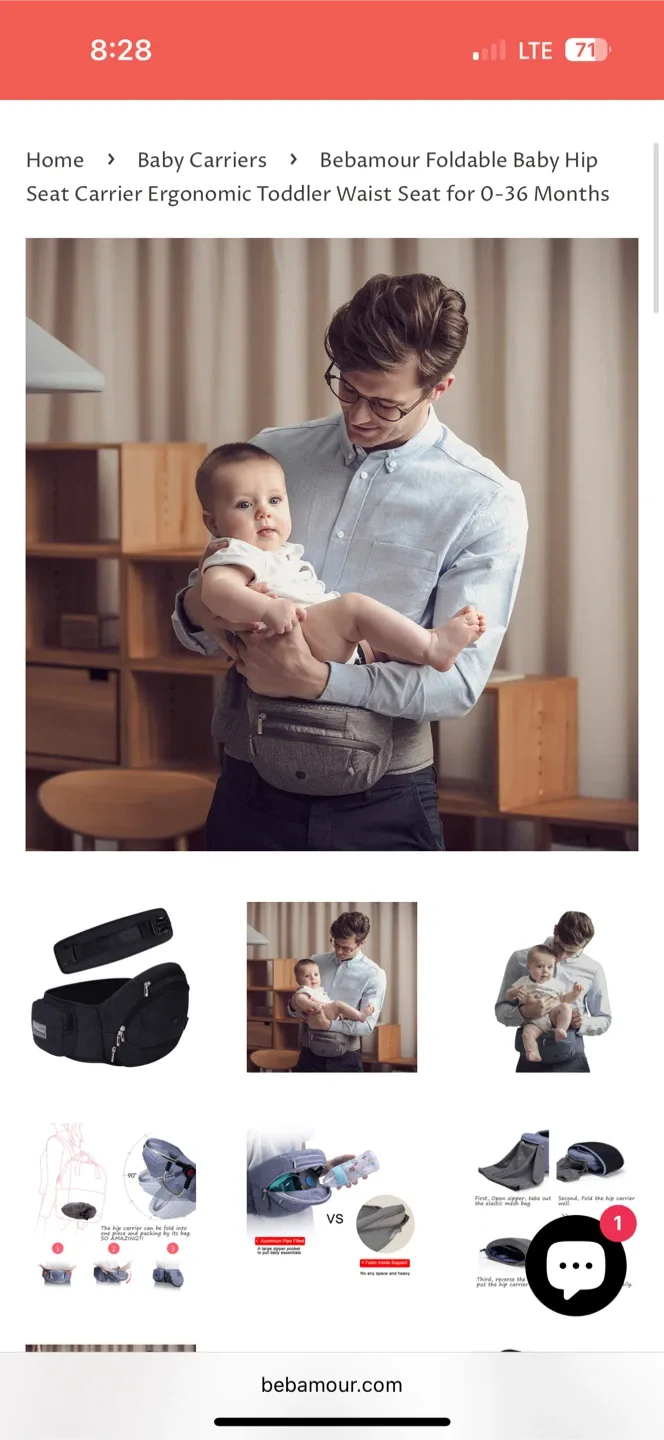 Bebamour: Foldable Baby Hip Seat Carrier (0-36 Months) — NWT image indicator(9)