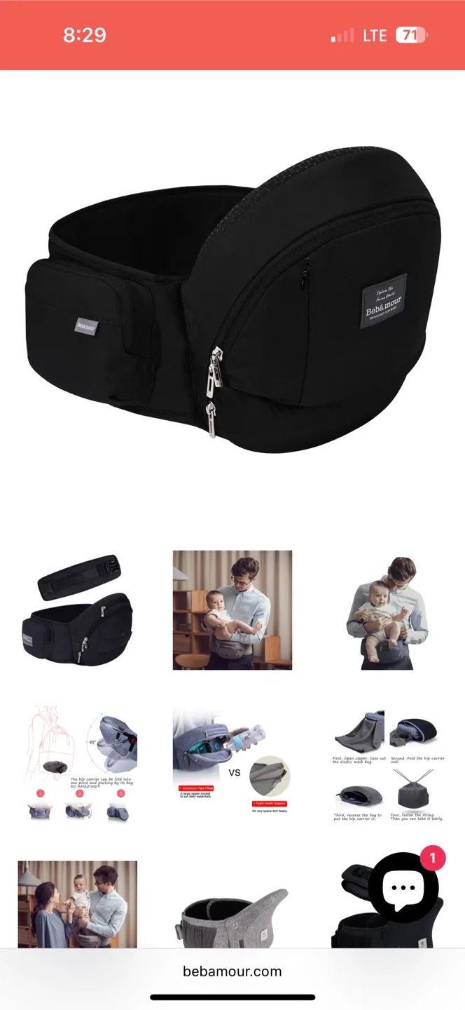 Bebamour: Foldable Baby Hip Seat Carrier (0-36 Months) — NWT image indicator(8)