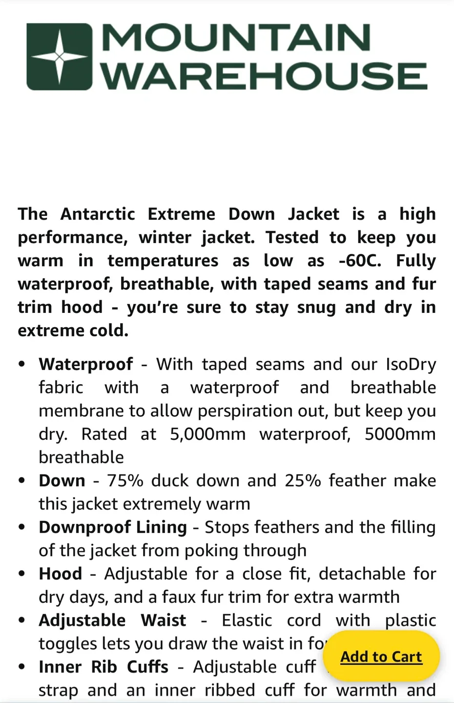 Mountain Warehouse Antarctic Extreme Waterproof Down Jacket L image indicator(4)