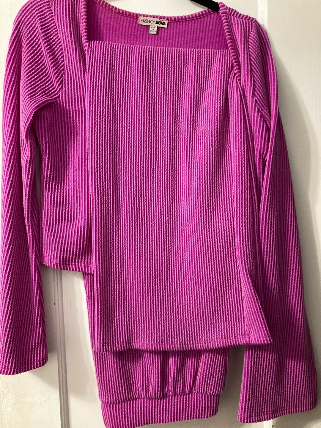 Fashion Nova Pink Ribbed 2-Piece Set