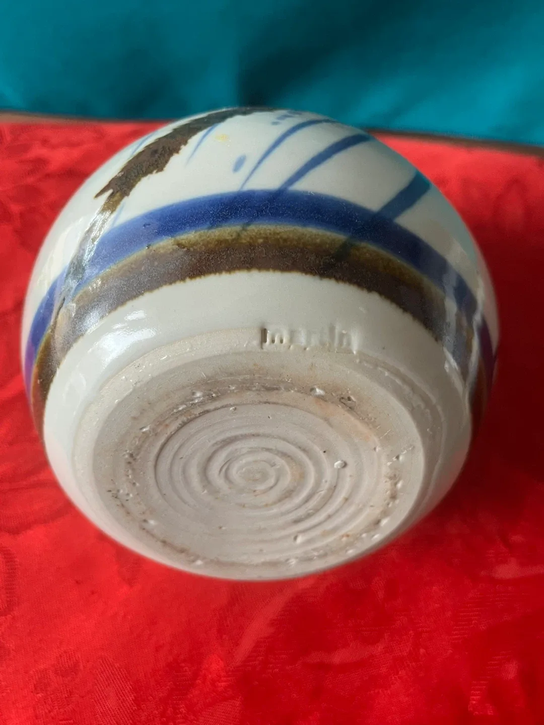 Ceramic Vase with Blue & Brown Accents image indicator(5)