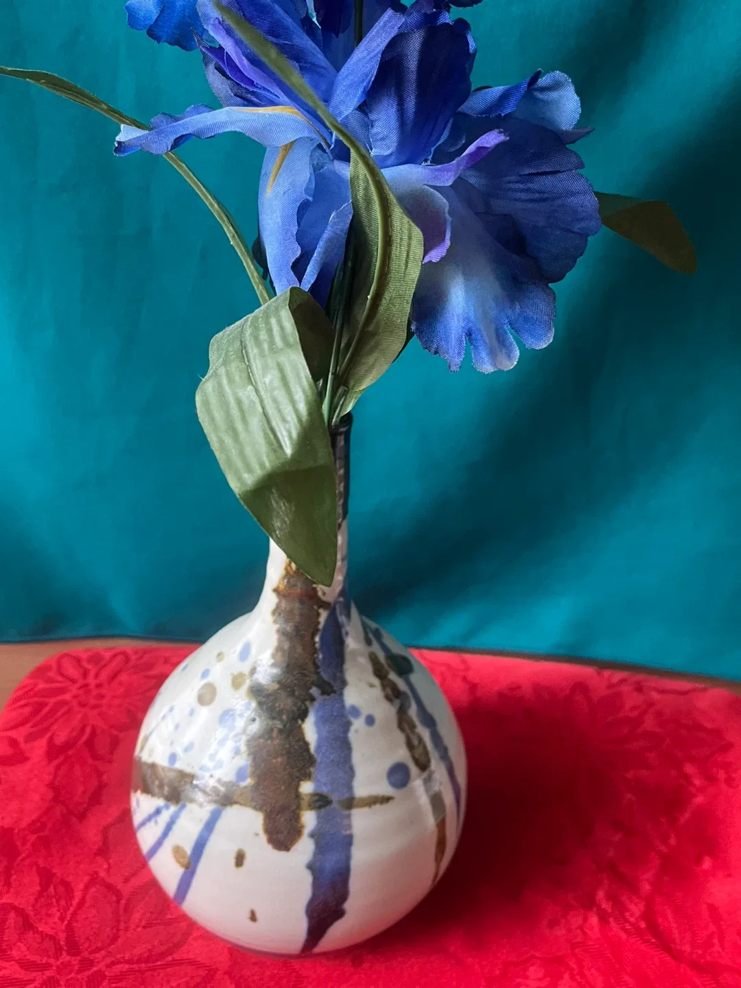 Ceramic Vase with Blue & Brown Accents image indicator(2)