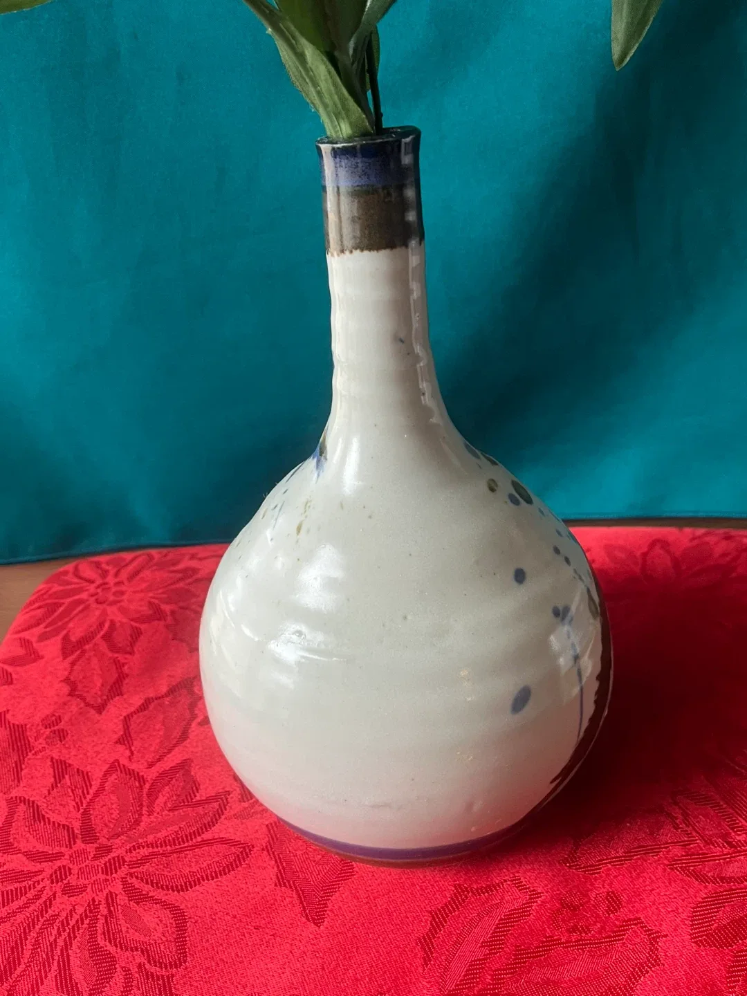Ceramic Vase with Blue & Brown Accents image indicator(4)