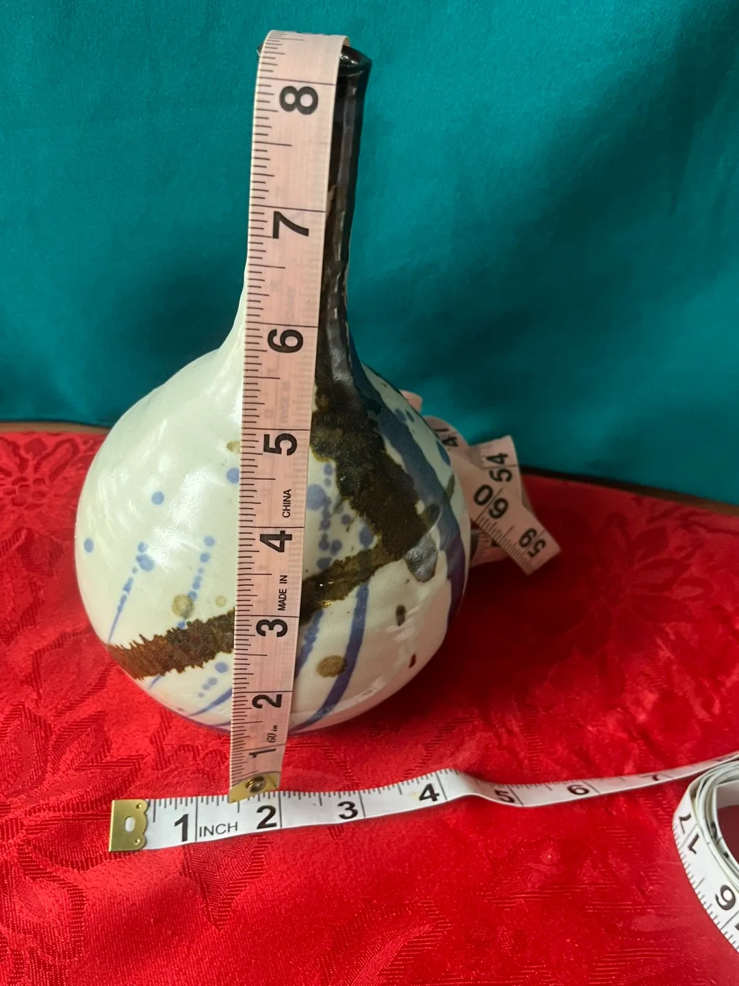 Ceramic Vase with Blue & Brown Accents image indicator(6)